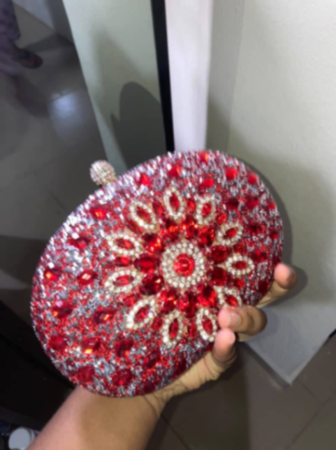 Red+Silver Crystal Clutch Purse