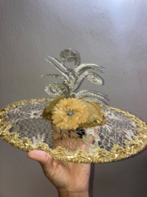Gold Lace Embellished Fascinator