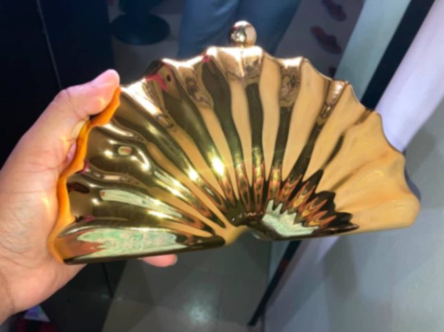 Gold Fan-Shaped Clutch Purse